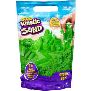 Kinetic Sand, The Original Moldable Sensory Play Sand Toys for Kids, Green, 2 lb. Resealable Bag, Ages 3+
