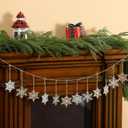 2 Pcs 6.5ft Christmas Snowflake Garland Banner, Rustic Winter Wooden Snow Banner Hanging Ornament Party Decorations for Fireplace Mantle Xmas Tree Home Mantel Fireplace Window Decor