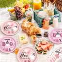 CC HOME Halloween Birthday Paper Plates Napkins Pink Pumpkin Ghost Disposable Tableware Set Party Supplies A Little Boo Theme Dinnerware Sets Serves 24 Guests for Party Plates Napkins 88PCS