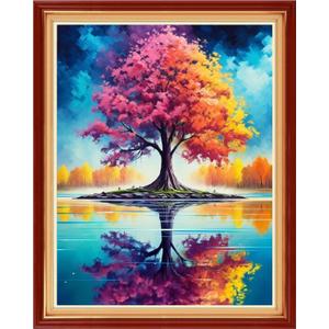 Redxing Stamped Cross Stitch Kits Embroidery kit for Beginners Adults Full Range of Embroidery Patterns Starter Kits DIY Printed Cross Stitch Kits Needlepoint Kits 11CT-Colorful Tree 16x20 inch