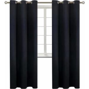BGment Black Blackout Curtains for Living Room - Grommet Thermal Insulated Room Darkening Energy Saving Curtains for Bedroom, Set of 2 Panels, 42 x 84 Inch