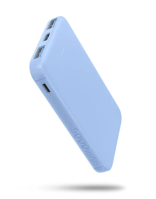SIXTHGU Portable Charger with Built-in Cable, 5000mAh Power Bank, Pocket Colorful External Battery Pack Compatile with iPhone 15/16 Series Android Phone and Other Android USB-C Smartphones (Blue)