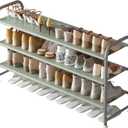 INGIORDAR Shoe Rack 3 Tier Long Storage Organizer Wide Metal Shoe Shelf for Closet Entryway Grey