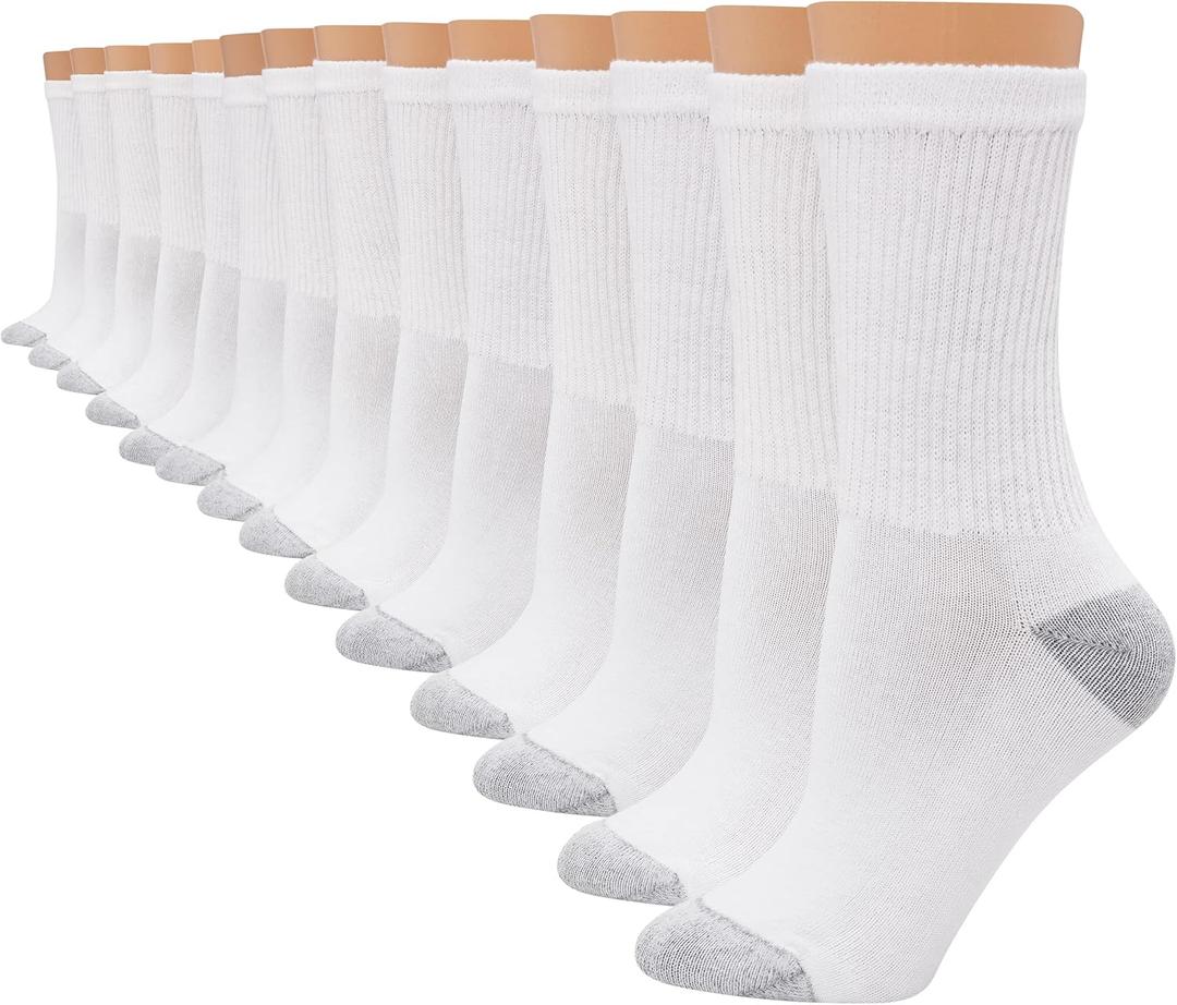 Hanes Women's Socks Pack, Ankle, Crew, No Show Socks, Moisture-wicking, Multi Pack (5-9, White - Crew 14 Pair)