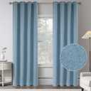 Air Blue Completely 100% Blackout Linen Textured Grommet Curtains - 2 Panels 84 Inches Long Burg Linen Textured Curtain Drapes for Modern Farmhouse Outdoor/Indoor (Light Blue,W 52 x L 84 Inch Length)