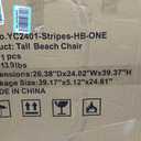 Tall Beach Chairs for Adults, 17" High Backpack Beach Chair with Wooden Armrests, 5 Positions Reclining Heavy Duty Chair with Large Cooler Pouch, Support to 350LBS Striped Blue,1pack