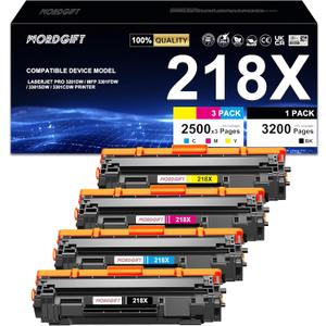 218X Toner Cartridge 4-Pack High-Yield Replacement for HP 218X 218A W2180X W2181X W2182X W2183X Compatible with HP Color LaserJet Pro 3201dw MFP 3301cdw 3301fdw 3301sdw Printers (No Chip)