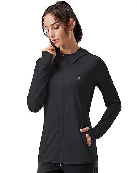 Soothfeel Women's UPF 50+ Sun Protection Hoodie Jacket Lightweight Long Sleeve Sun Shirt for Women with Pocket Hiking Outdoor
, Size XXXL, Black