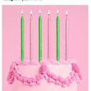 xo, Fetti Pink + Green Glitter Cake Candles, Tall Thin - 10 Pcs | Birthday Party Supplies, Bachelorette Cake Decor, Cupcake Topper, Fun Dessert Decorations