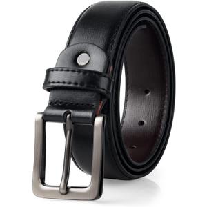 maikun Mens Black Leather Belt, Casual Dress Belts For Men, Classic Design Pin Buckle
