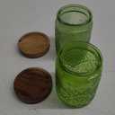 Vintage Glass Jars, 23.7 FL OZ Airtight Glass Storage with Acacia Lid, Food Containers for Kitchen - Ideal for Tea, Coffee, Sugar, Candy, Cookies, Spices - Home Decorative Jar (Green 2Pack)