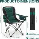 2 Pack Camping Chairs for Adults - Oversized Folding Lawn Chair with Angled Backrest,Heavy Duty 400lbs,Padded Camp Chairs with Cup Holder Side Pocket Cooler Bag for Outdoor,Sports,Beach,Fishing,Green, 2PCS