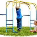 Monkey Bars for Kids, Outdoor Monkey Bar Set with Climbing Frame, Heavy-Duty Metal Playground Climbing Playset for Backyard, Kids Jungle Gym for Aged 3+