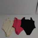 3 Pack Women's Bodysuits, Sleeveless Ribbed Bodysuits Crew Neck Bodysuit Tanks Basic Leotard Tops M