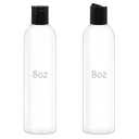 ZLEVEAYN 2 Pack 8 oz Plastic Squeeze Bottles with Black Disc Caps Refillable Clear Empty Containers Travel Bottles for Toiletries Conditioner Shampoo Lotions Gels