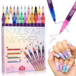 Nail Art Pens,DIY Nail Art Markers 24 Color Drawing Painting Pen,Waterproof and Quick-drying Nail Art Tools for Graffiti Dotting Drawing Painting Point Liner