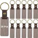 PATIKIL Wood Keychain Blanks Wooden Keychain Blanks Personalized Keychain Tags Small Key Chain Bulk for Laser Engraving