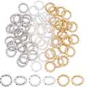 PH PandaHall 60pcs 24K Gold Jumps Rings, 3 Colors 6mm Brass Twisted Jump Rings 18 Gauge Closed Jump Rings Chainmail Rings Jewelry O Rings Connector for DIY Earrings Bracelets Necklaces Keychain (Golden/Silver/Platinum)