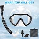 Snorkeling Gear for Adults, Dry Adult Snorkel Set HD Panoramic View Snorkel Mask Set, Anti-Leak and Anti-Fog Scuba Diving Package with Mesh Bag Ear Plug for Snorkeling Scuba Diving Travel (Black/Transparent)