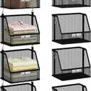STORAGE MANIAC 4 Tier Hanging Closet Organizer with Mesh Baskets, Clothes Hanging Shelves, Foldable Stackable Storage, Space-Saving Collapsible Basket with Hooks for RV, Dorm, Bedroom, College, Black