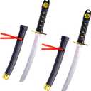 2 Pcs Plastic Samurai Sword with Sheath, Ninja Swords Katana Toy Halloween Costume Accessories for Boys, 16.5'' Length