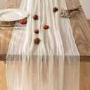 2 x Keketoarrange White Spring Cheesecloth Table Runner Ivory Cream Gauze Rustic Cheese Cloth Table Runner 120 Inch 10 FT for Wedding Baby Bridal Shower Party Sheer Boho Summer Home Decorations