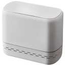 Sooyee Bathroom Trash Can with Lid, 2.4 Gallon Slim Trash Bin, Small Plastic Waste Basket, 10 L Narrow for Bedroom, Kitchen, Office, White