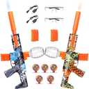 2 Pack Gel Splatter Blasters, Full Auto Electric Splatter Ball Toy, 10 Rounds Per Seconds, 50000+, 600 Hopper, 2 Rechargeable Batteries, Outdoor Activities Team Game Toy for Age 12+ Year Up No Classes