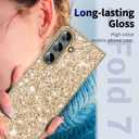 Z Fold 7 Glitter Case for Samsung Galaxy Z Fold7 5G Phone Case for Women Girls, Slim Ultra Thin Matte Back Shockproof Protective Cover for Samsung Z Fold 7 5G, 8.0" Crystal Bling Case (Gold)