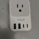 USB C Charger Block 20W, TESSAN PD Fast Charging Adapter with Foldable Plug, 1875W Power Outlet Extender(4 AC and 4 USB) for Cruise, Home, Office, Dorm (Grey)