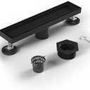 Bochni Linear Shower Drain 12" Matte Black 304 Stainless Steel | Fast Drainage | Tile Inserted | Stainless Floor Drain Grate | Hair Strainer | Drain Key | The Upgrade for Your Bathroom