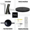 61" LED Floor Lamp for Living Room, 40W 3 Colors Stepless Dimmable and Color-Changing Bright Floor Standing Lamp,Unique Spiral Floor Tall Lamp for Bedroom Office with Remote (Black)