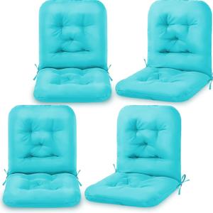 Chunful Tufted Back Chair Cushion Indoor Outdoor Weather Resistant Swivel Rocker Patio Chair Cushions for Outdoor Furniture(Lake Blue,4 Pack)