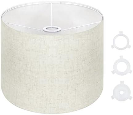 OTTOSEA Beige Drum Lampshade 13''Top X 13'' Bottom X 10'' High, for Table, Floor & Bedside Lamps Natural Linen Hand Crafted, Easy Assembly Required， Includes E26-E14-11mm Adapter Ring