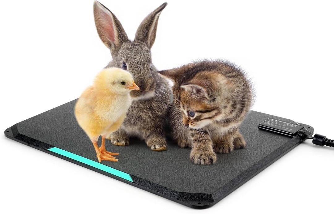 Outdoor Heated Pad for Small Animals, Anti-Bite & Waterproof Cat Heating Pad, Indoor Pet Warmer for Cat Houses/Rabbit Hutches/Chick Brooders in Extreme Weather, 16.5" x 11.8", 35 Watts