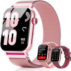 Smart Watches for Women, 1.83" HD Fitness Tracker (Answer/Make Calls), 120+ Sport Modes with Heart Rate/Sleep Monitor, IP68 Waterproof, Fitness Watch for iOS Android, Pink