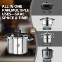 TIBORANG 6.3 QT Stainless Steel Pressure Cooker, [Multi-Cooker for Gas & Induction Stove] [Saves 70% Cooking Time] [One-Hand Operation], Family Size for 2-3 People, Olla de Presion