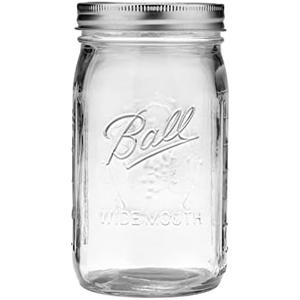Ball Wide Mouth Glass Mason Jars with Lids and Bands, Used for Canning, Pickling, Juice, Jam, Jelly, Quart Size 32 Ounce (Pack of 6)