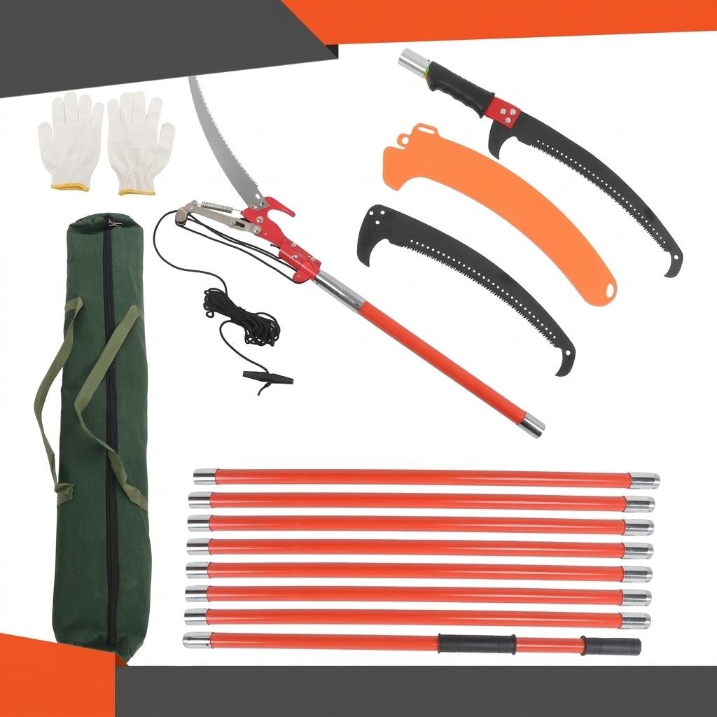 Labwork 30 Feet Tree Pole Pruner Hand extension Tree Branch Pole Saws Orange-red