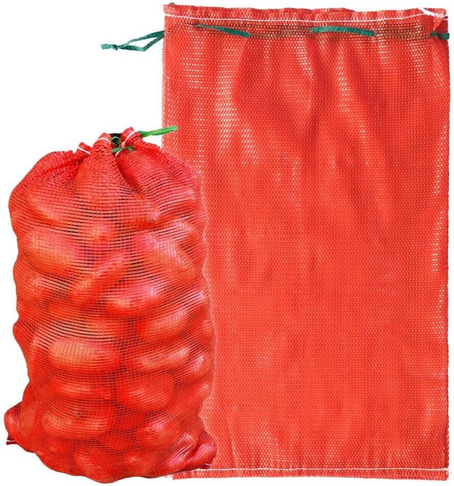 Extra Large Mesh Produce Bags 60 lbs Reusable Onion Sacks Vegetable Storage Bags Washable Net Bag 21 x 32 for Onion Potato Firewood Crawfish, Pack of 10