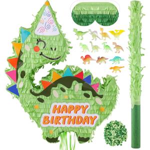 VinTS Dinosaur Piata Kids Dino Piata Birthday decorations with Blindfold Bat for Boys Girls Birthday Party Dinosaur Themed Party Game Activity Decor(16.5x13x3.15in) (Green) VinTS Dinosaur Piata Kids Dino Piata Birthday decorations with Blindfold Bat for Boys Girls Birthday Party Dinosaur Themed Party Game Activity Decor(16.5x13x3.15in) (Green)