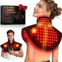 Cordless Red Light Therapy for Neck & Shoulder Relief, 118pcs LED Red Light Therapy Pad with Massage for Back, 660nm 850nm Wearable Heating Wrap for Body Muscle Relax, 5000mAh Rechargeable, Auto Timer (Black)