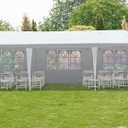 Gazebo Tent 10'x30' Canopy Tent Outdoor Gazebo Canopy Wedding Party Tent Heavy Duty Gazebo Pavilion, White (10x30ft 5 Removable Sidewalls)