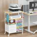 Homsorout Movable Heat Press Table with Drawer & Hook, Hold 44 Vinyl Rolls | Maple Heat Press Desk Cart, Heavy Duty Metal Workbench for DIY Sublimation, T-Shirts Caps Mug Tumbler & Heat Transfer Project