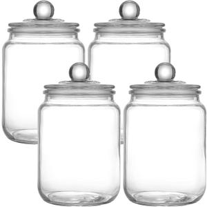 Glass Jars with Airtight Lid Set of 4, Food Jars 34 oz, Pickle Jars, Canning Jars, Glass Containers, Suitable for Kitchen, Pickles, Flour, Grains, Pasta, Sugar, Herbs, Coffee