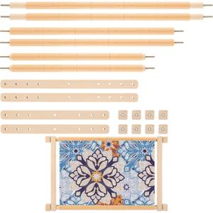 CroBlissful Cross Stitch Scroll Frame Set with Plastic Clamps Beech Hardwood Embroidery Frame Needlepoint Cross Stitch Holder for Sewing, Needlework, Embroidery Projects