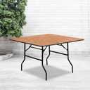 Flash Furniture Gerry 48" Square All-Occasion Wood Folding Event Table, Foldable Square Portable Banquet Table with Wooden Top, Natural