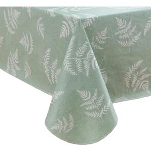 LIBERECOO 60" Square Vinyl Tablecloth with Flannel Backing, Stain-Resistant Tablecloths Waterproof Oil-Proof Wipeable Table Cover for Indoor/Outdoor Picnic, BBQ (Mint Leaves)