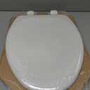 Mayfair Linden Slow Close Toilet Seat, Non Slip Heavy Duty Wood, Easy Install, Elongated, White