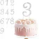 BEIDHIA Number Cake Topper 0-9,Silver Bling Rhinestone Happy Birthday Cake Topper for 3rd 13th 21st 30th 40th 60th 70th Birthday Party Anniversary Wedding Cake Decorations